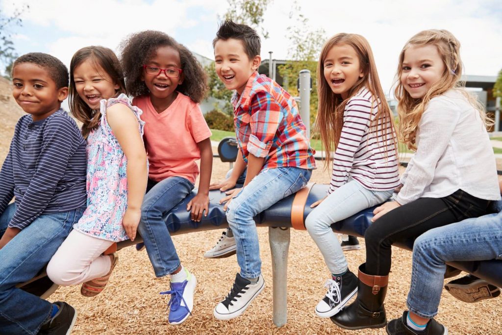 Kids playing at the playground.