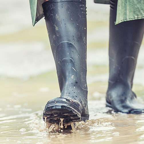 Rain boots in a flood