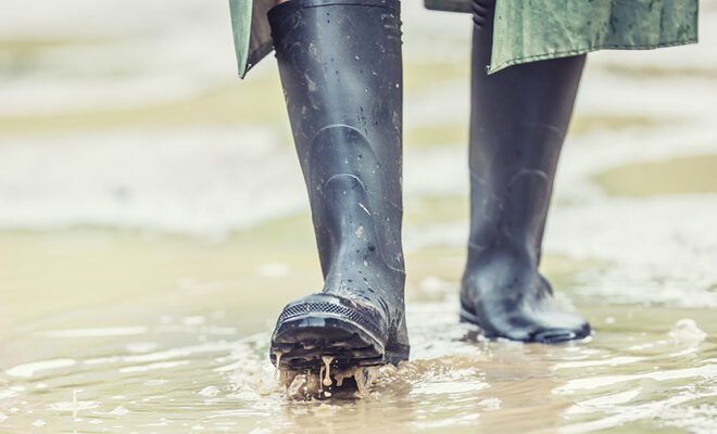 Rain boots in a flood