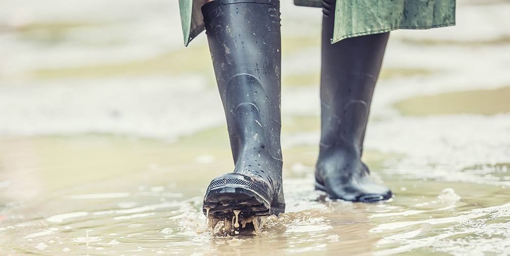 Rain boots in a flood